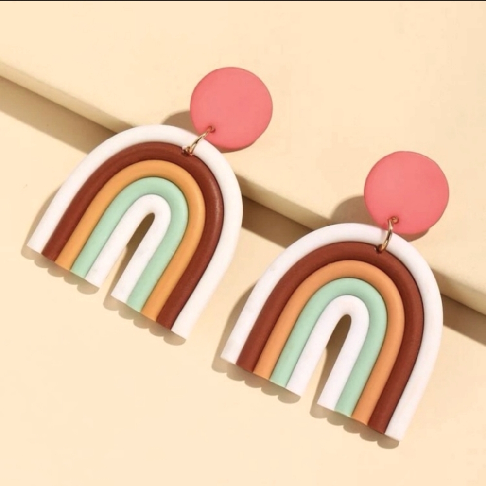 Clay Polymer Rainbow Summer Earrings 🌈
